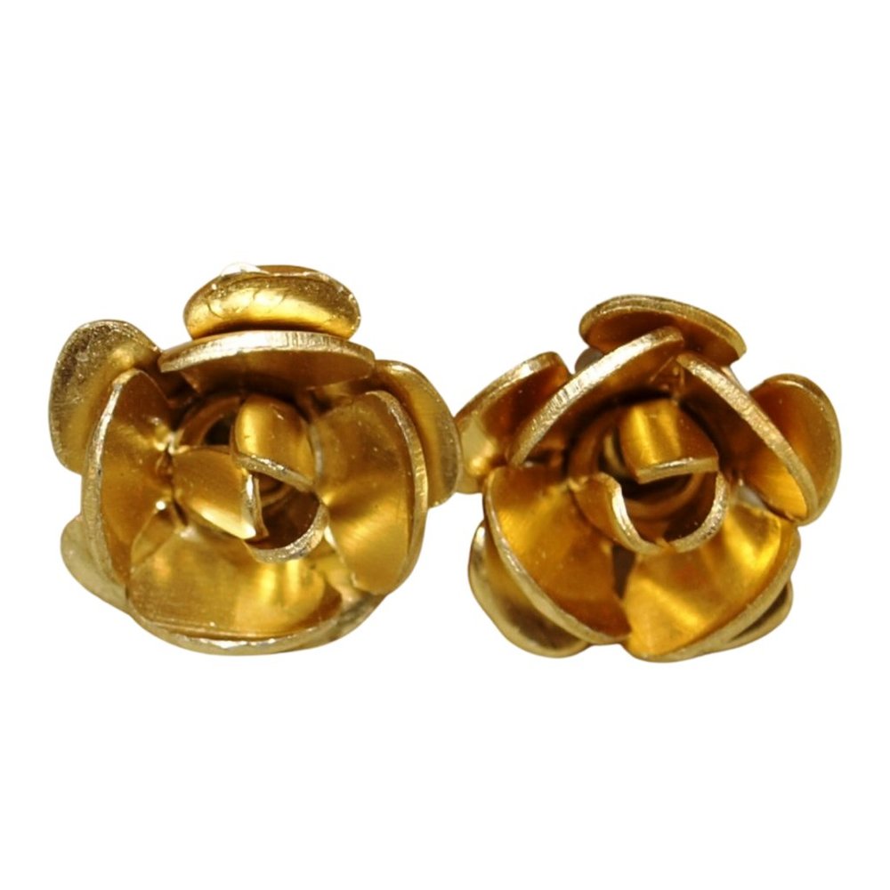 Gold rose earrings Cute